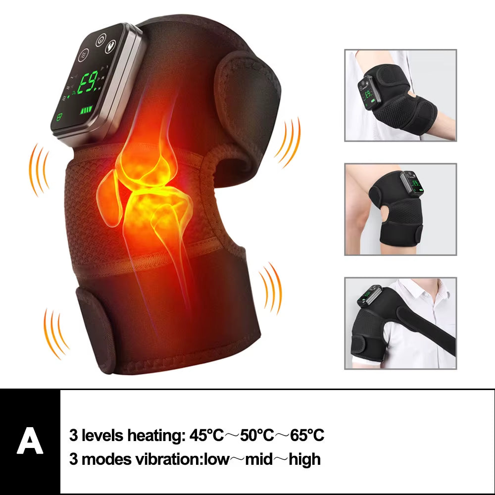 Electric Heated Vibration Knee Massage Pad 3 in 1 Massager for Shoulder Elbow Hot Compress Thermal Joint Brace Muscle Relaxation