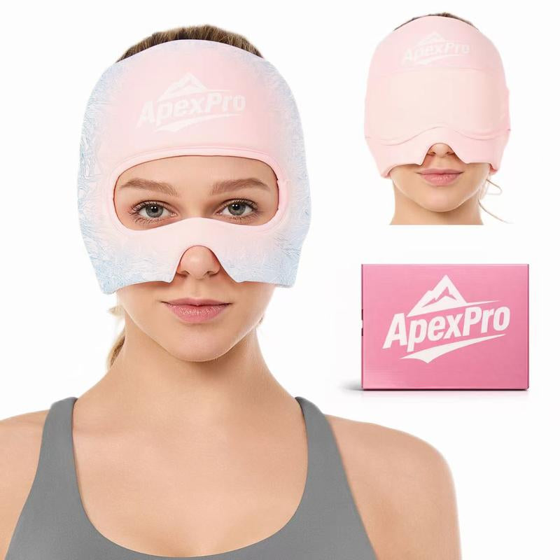 Experience Ultimate Comfort with the Apexpro Migraine Relief Hot/Cold Therapy Head Wrap & Eye Mask – Reusable Gel for Soothing Headaches and Eye Swelling, Perfect for Year-Round Relaxation