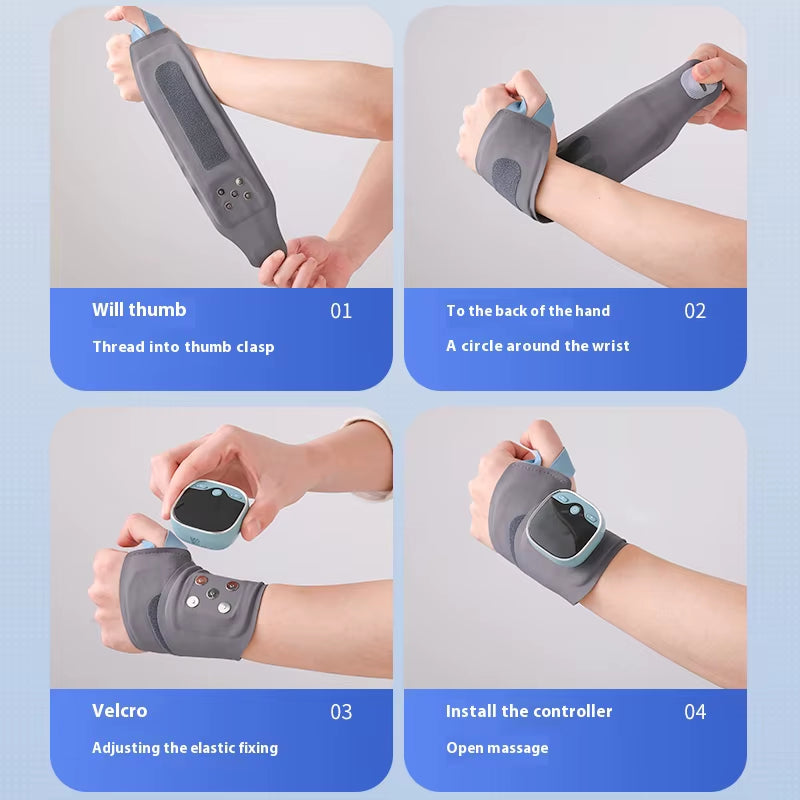 Revitalize Your Wrists with Our Electric Heating Wrist Massager - 5 Levels of Hot Compress & 3 Vibration Settings for Ultimate Relaxation!