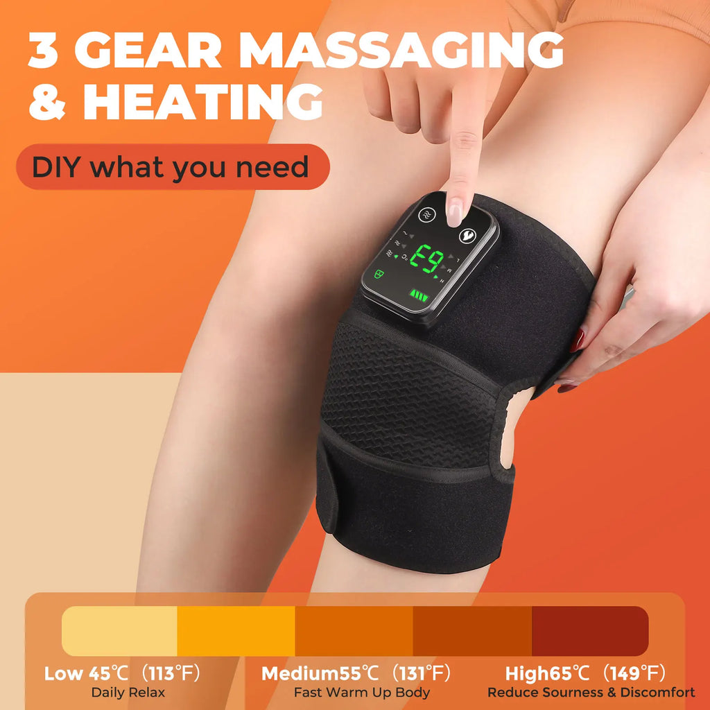 Electric Heated Vibration Knee Massage Pad 3 in 1 Massager for Shoulder Elbow Hot Compress Thermal Joint Brace Muscle Relaxation