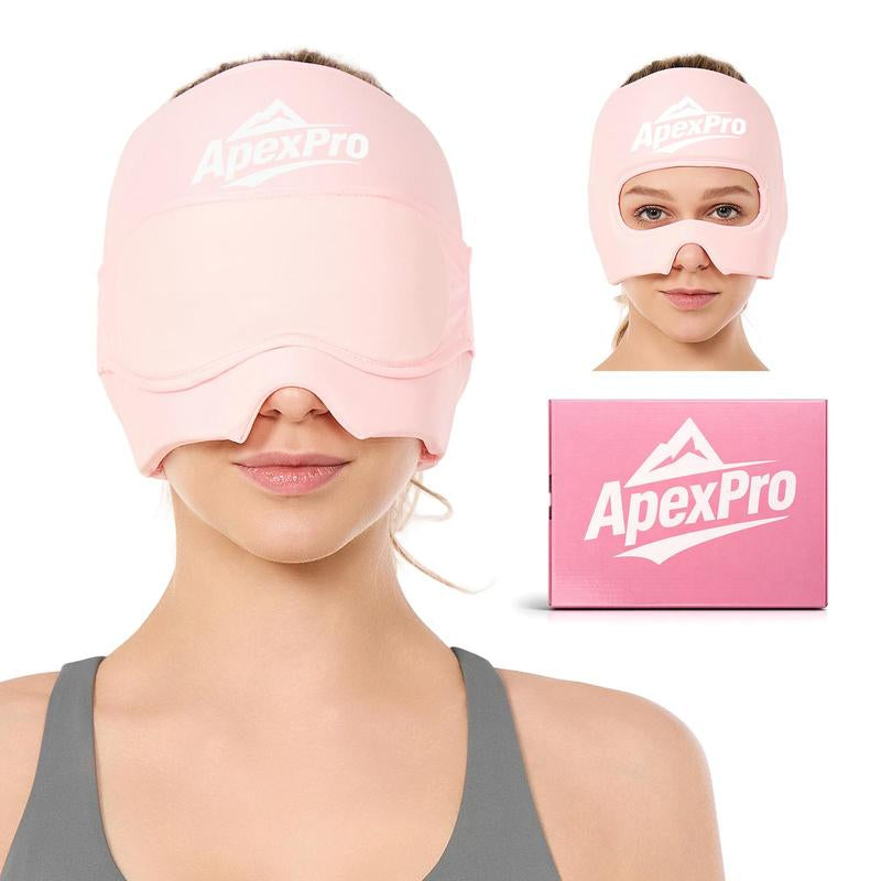Experience Ultimate Comfort with the Apexpro Migraine Relief Hot/Cold Therapy Head Wrap & Eye Mask – Reusable Gel for Soothing Headaches and Eye Swelling, Perfect for Year-Round Relaxation