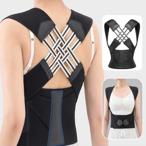 Elevate Your Posture with Our Adjustable Black Posture Corrector Brace for Women - Breathable and Comfortable Support for Students