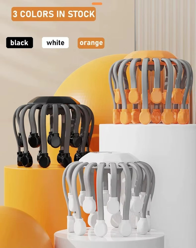 20-Head Scalp Massager with Red Light Therapy and Octopus Design for Stress Relief and Relaxation