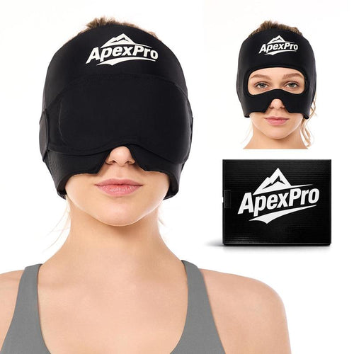 Experience Ultimate Comfort with the Apexpro Migraine Relief Hot/Cold Therapy Head Wrap & Eye Mask – Reusable Gel for Soothing Headaches and Eye Swelling, Perfect for Year-Round Relaxation